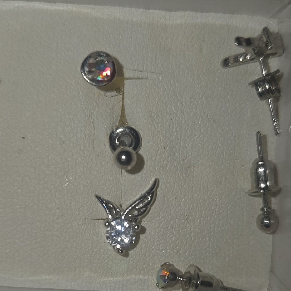 Silver Stud Earrings 3 sets